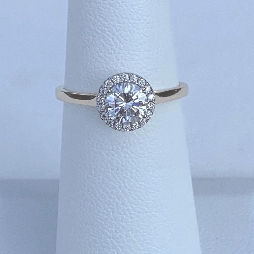 14K GOLD Moissanite Halo Ring